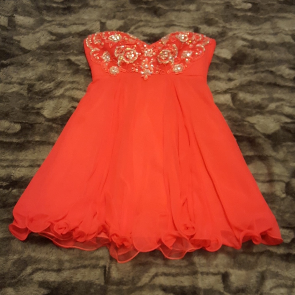 Hot Pink Strapless corset short Party Dress